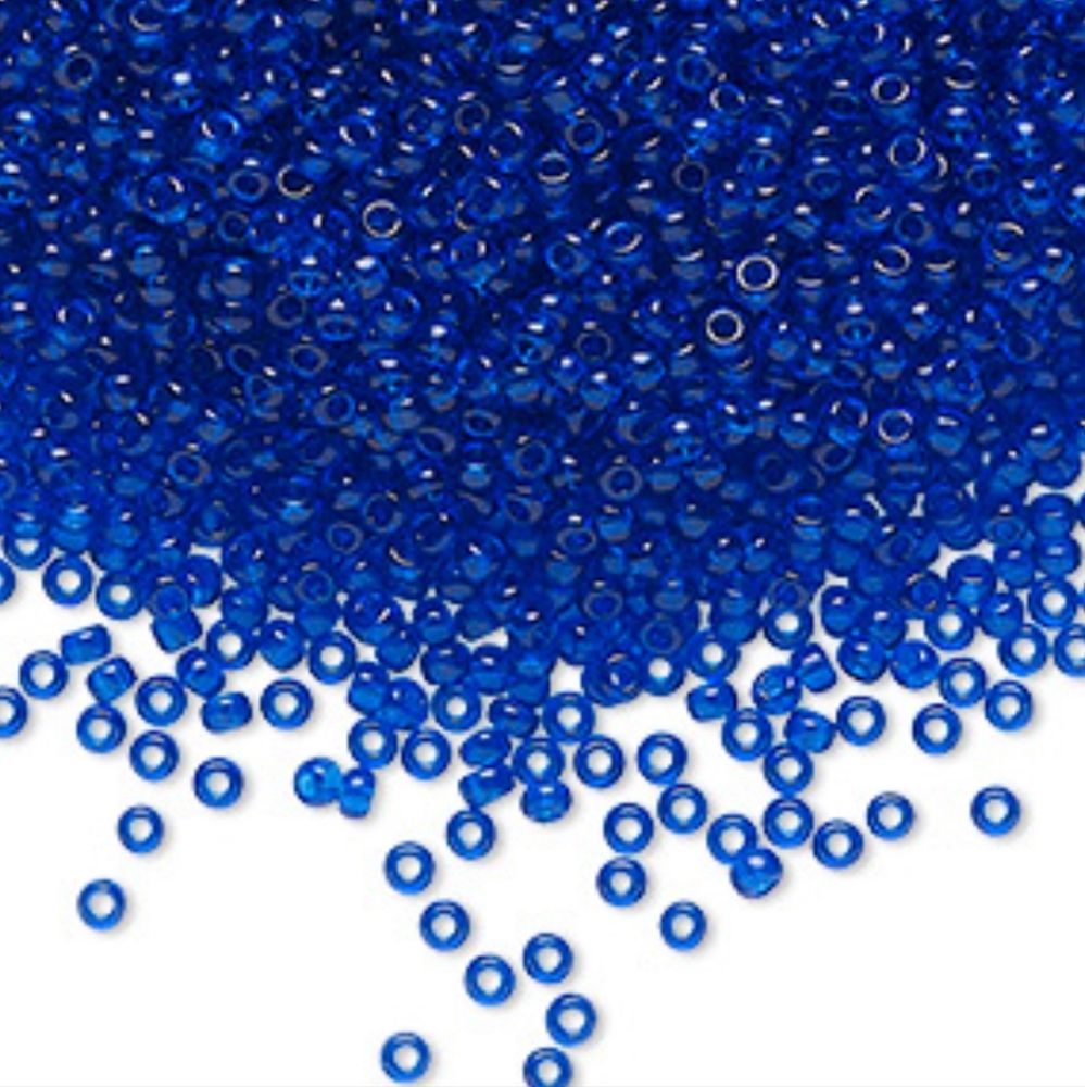 5/$15 Seed Bead Czech Glass Transparent Sapphire Blue Tube